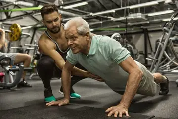 Trainer and client planning a workout